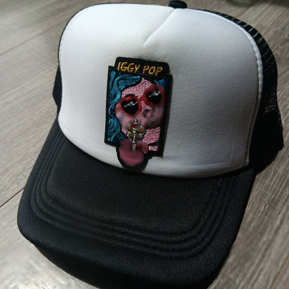 Iggy Pop Graphic Trucker Hat - White & Black